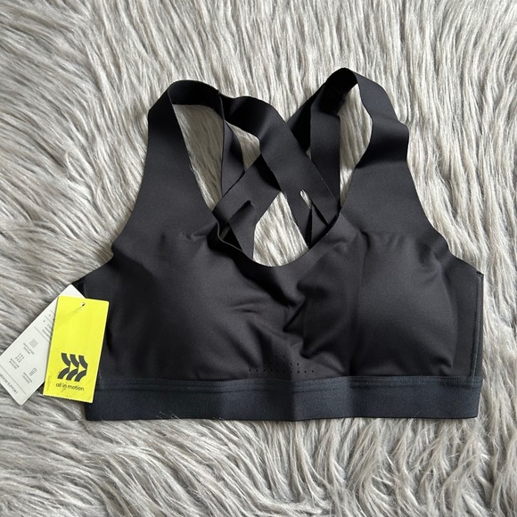 all in motion Other - All In Motion Sports Bra Womens Size Small Black Strappy Wireless Medium Support